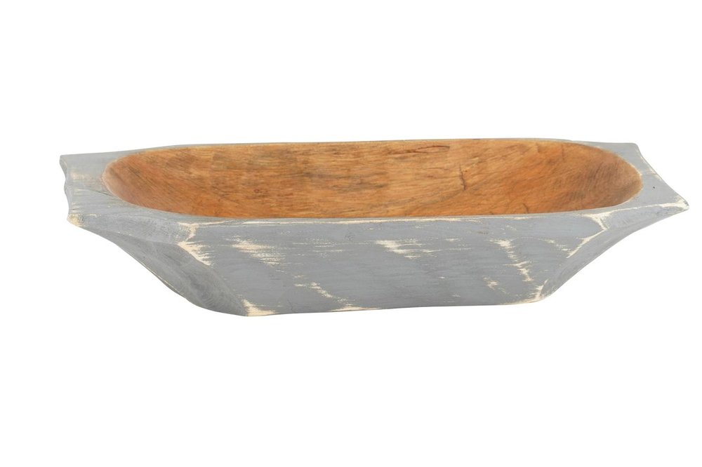 20" Black Solid Wood Dough Bowl With Handles — view 12