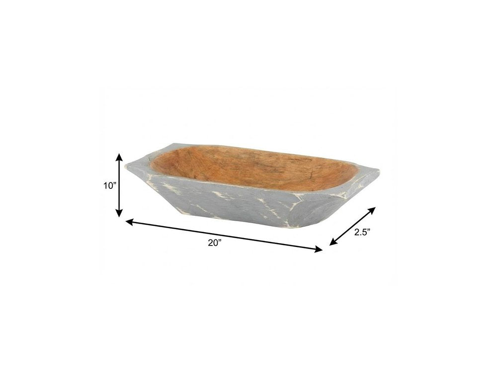 20" Black Solid Wood Dough Bowl With Handles — view 14