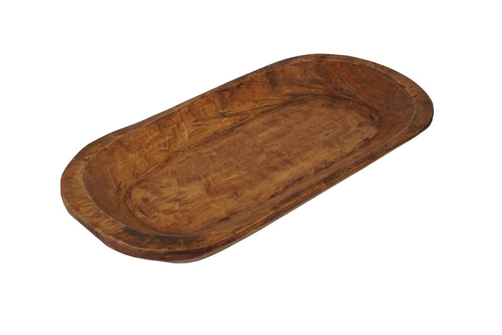 25" Natural Solid Wood Oval Dough Bowl — view 1