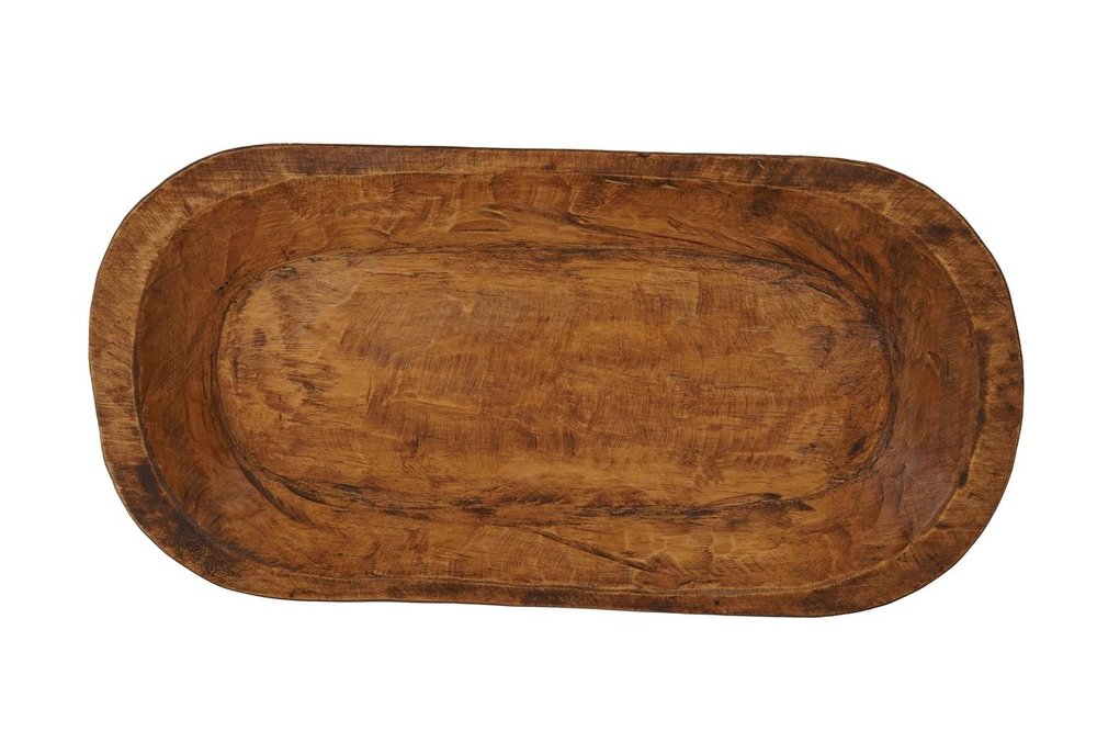 25" Natural Solid Wood Oval Dough Bowl — view 3