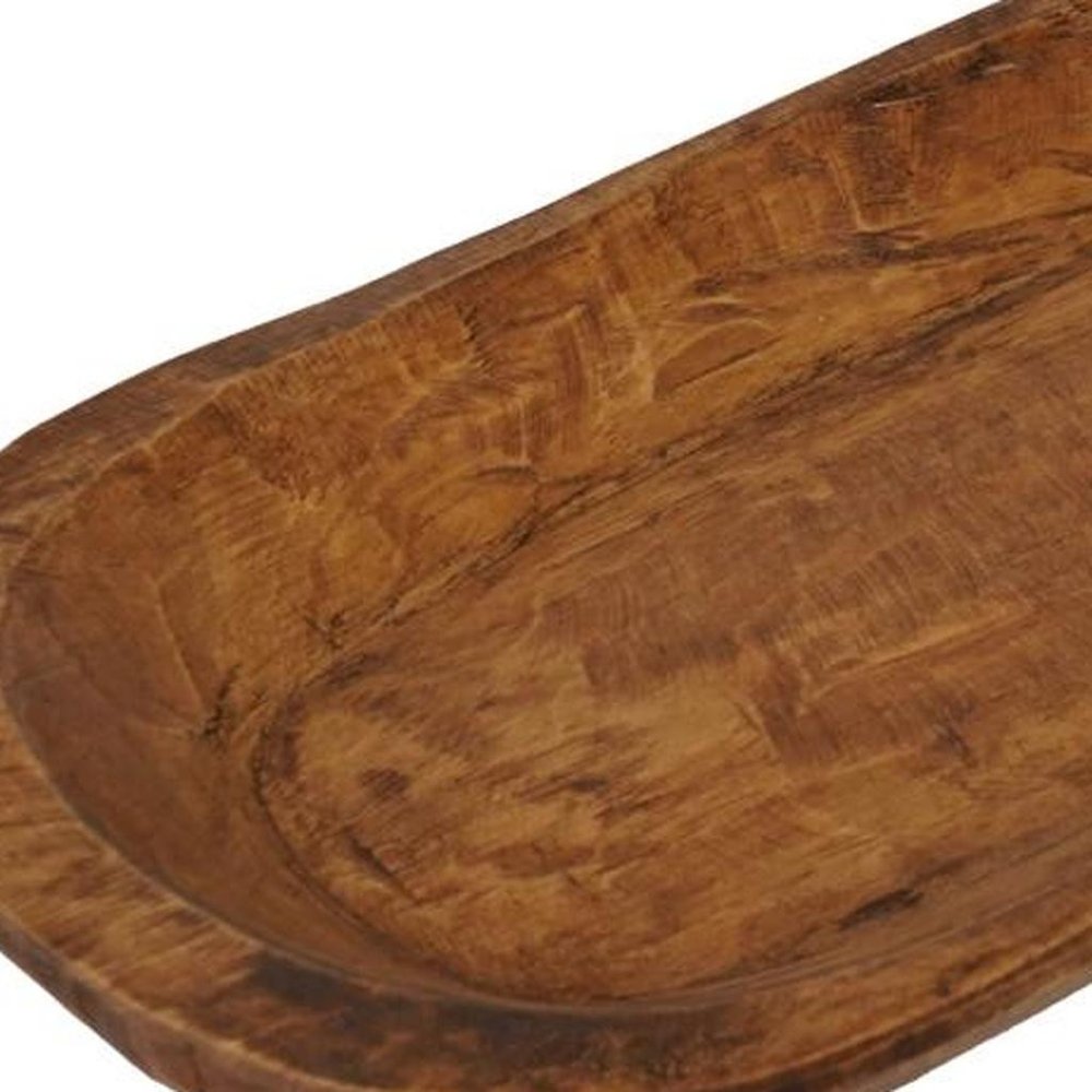 25" Natural Solid Wood Oval Dough Bowl — view 4