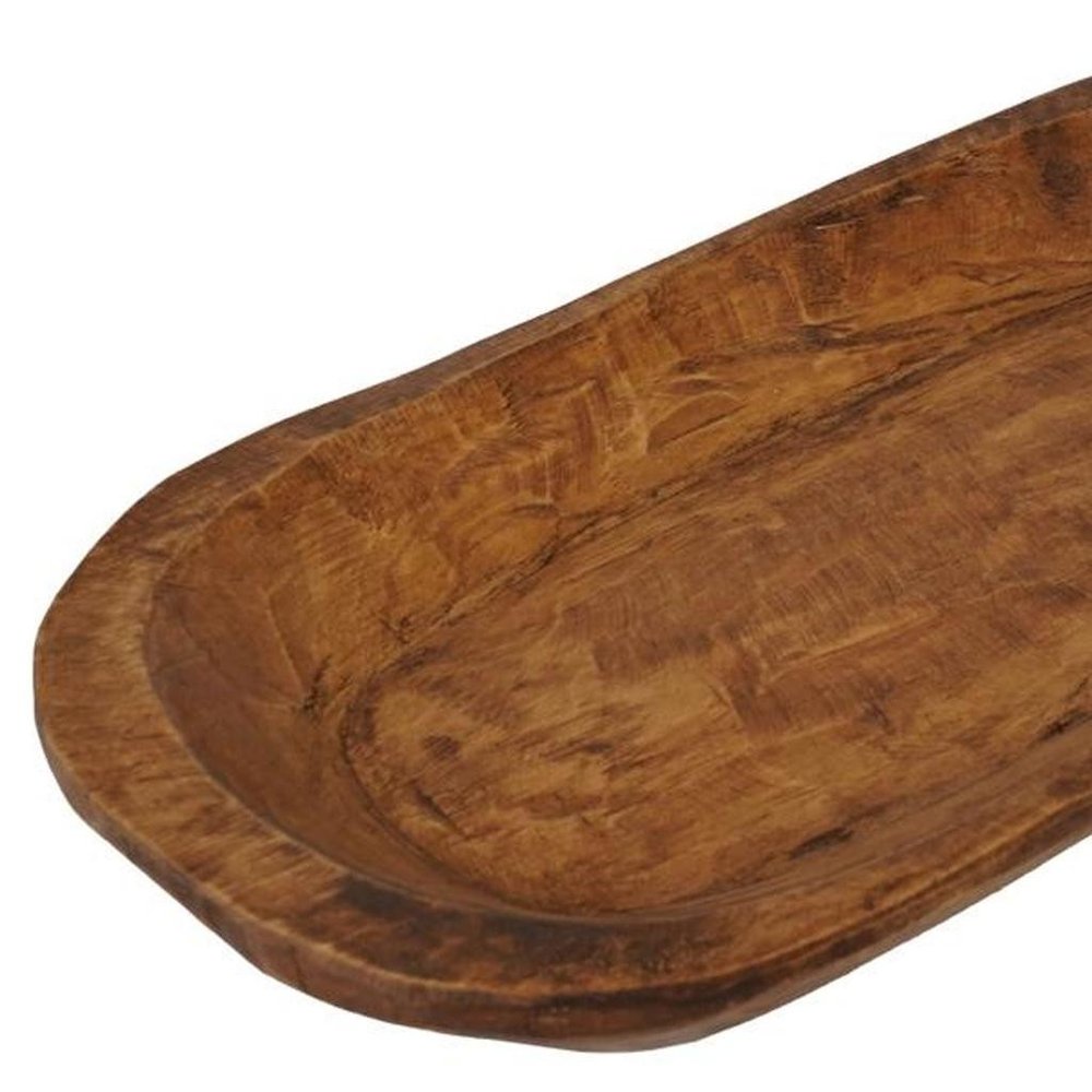 25" Natural Solid Wood Oval Dough Bowl — view 5