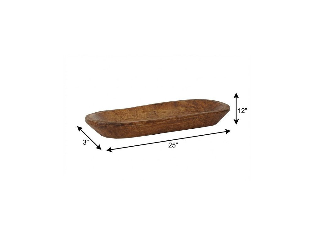 25" Natural Solid Wood Oval Dough Bowl — view 6
