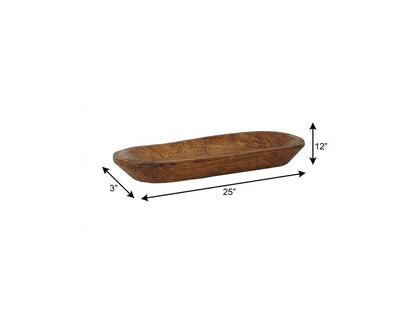 25" Natural Solid Wood Oval Dough Bowl