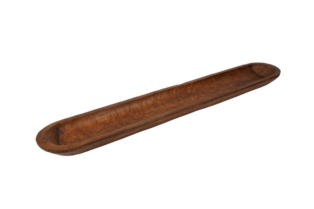 40" Natural Solid Wood Oval Dough Bowl — view 1