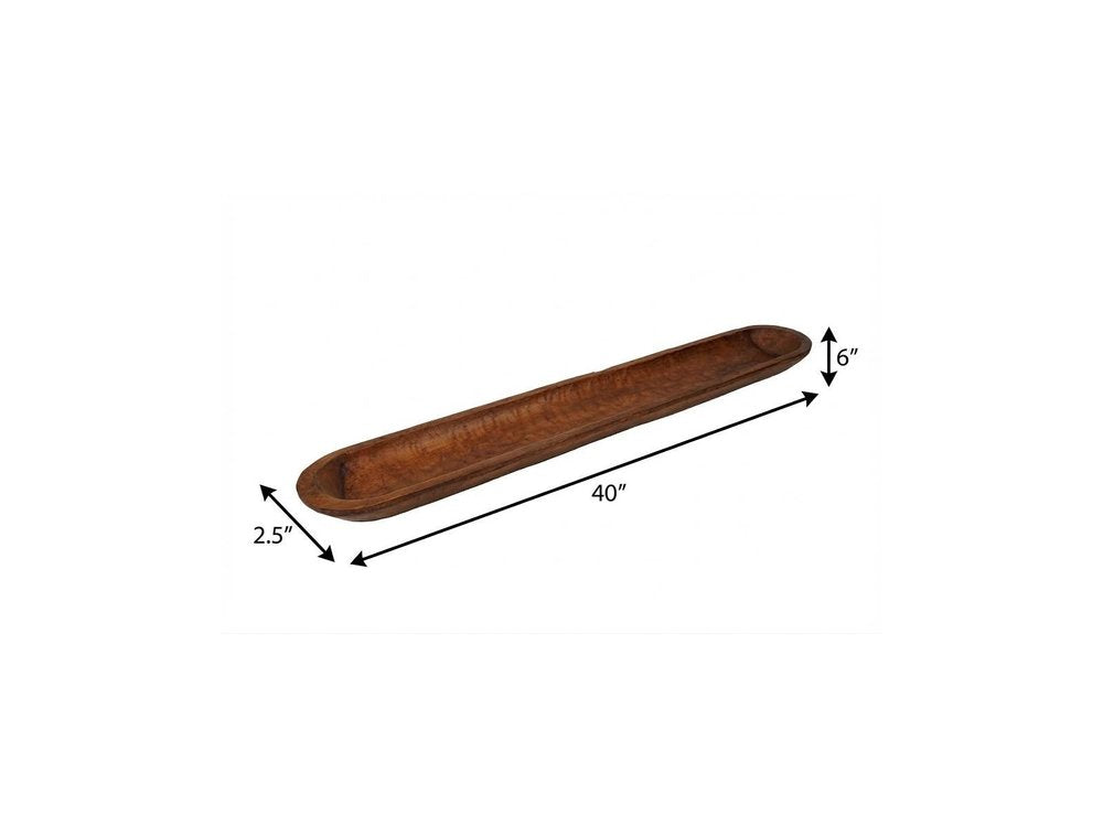 40" Natural Solid Wood Oval Dough Bowl — view 4