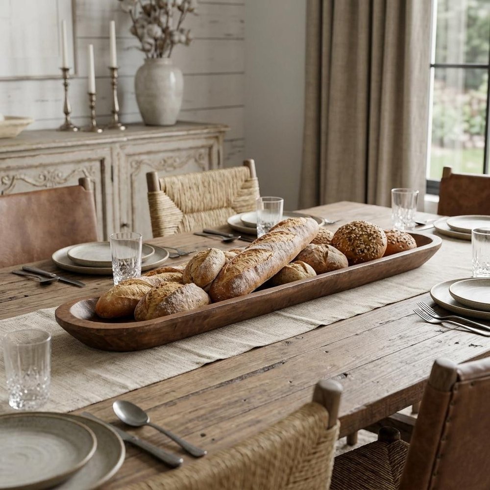 40" Natural Solid Wood Oval Dough Bowl — view 5
