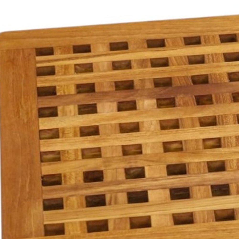 16" Natural Teak Checkered Non Slip Bath Mat — view 2