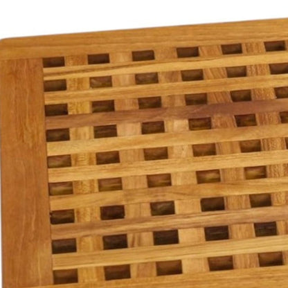 16" Natural Teak Checkered Non Slip Bath Mat HomeRoots
