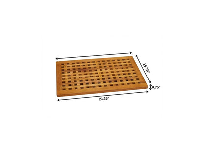 16" Natural Teak Checkered Non Slip Bath Mat HomeRoots