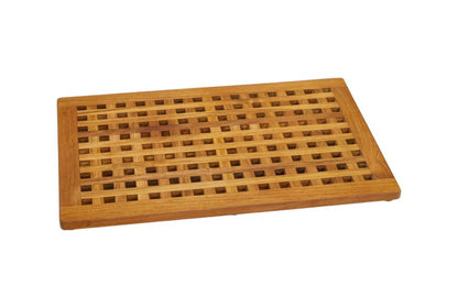 16" Natural Teak Checkered Non Slip Bath Mat HomeRoots