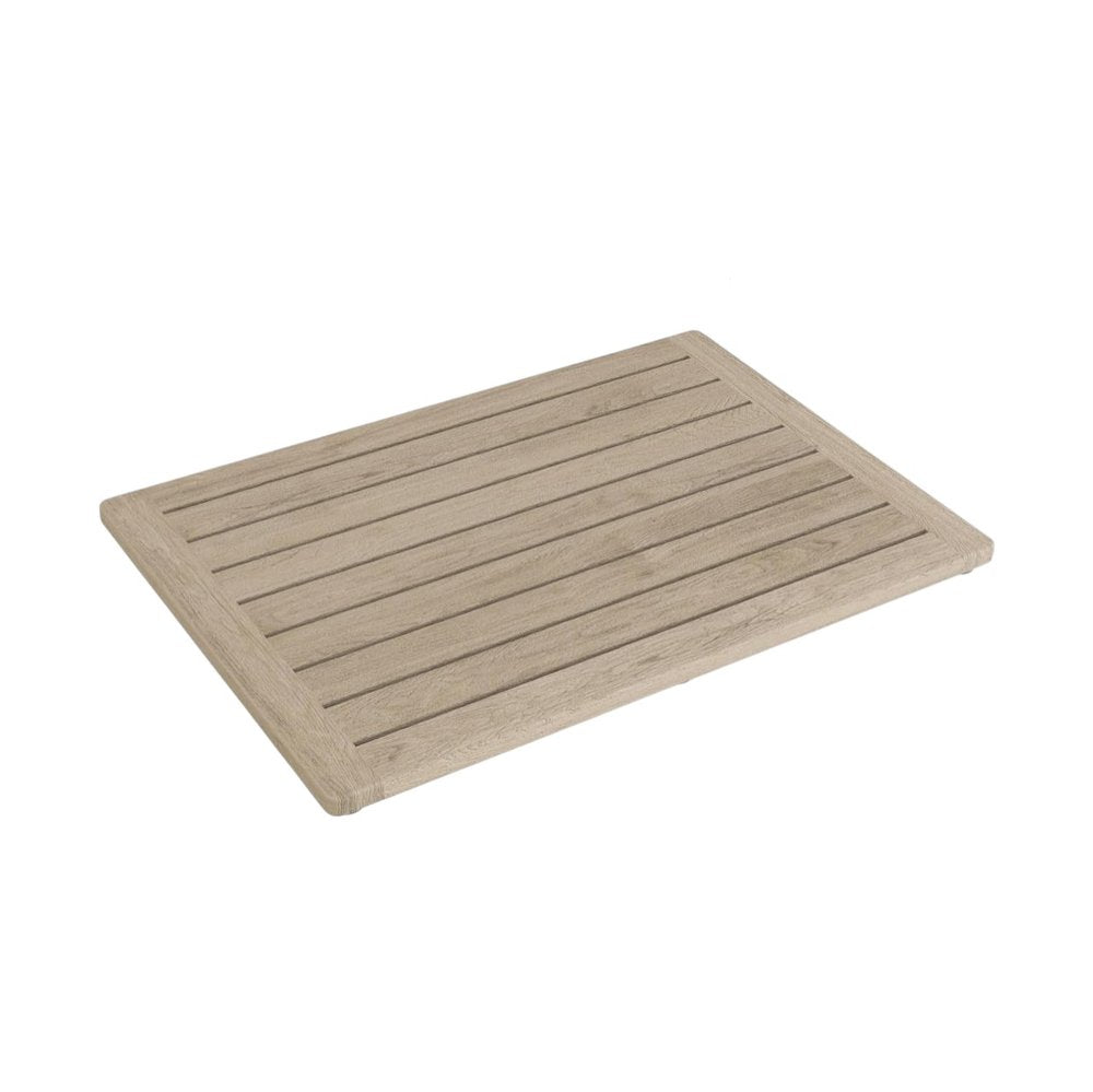 16" Beige Gray Teak Non Slip Bath Mat HomeRoots