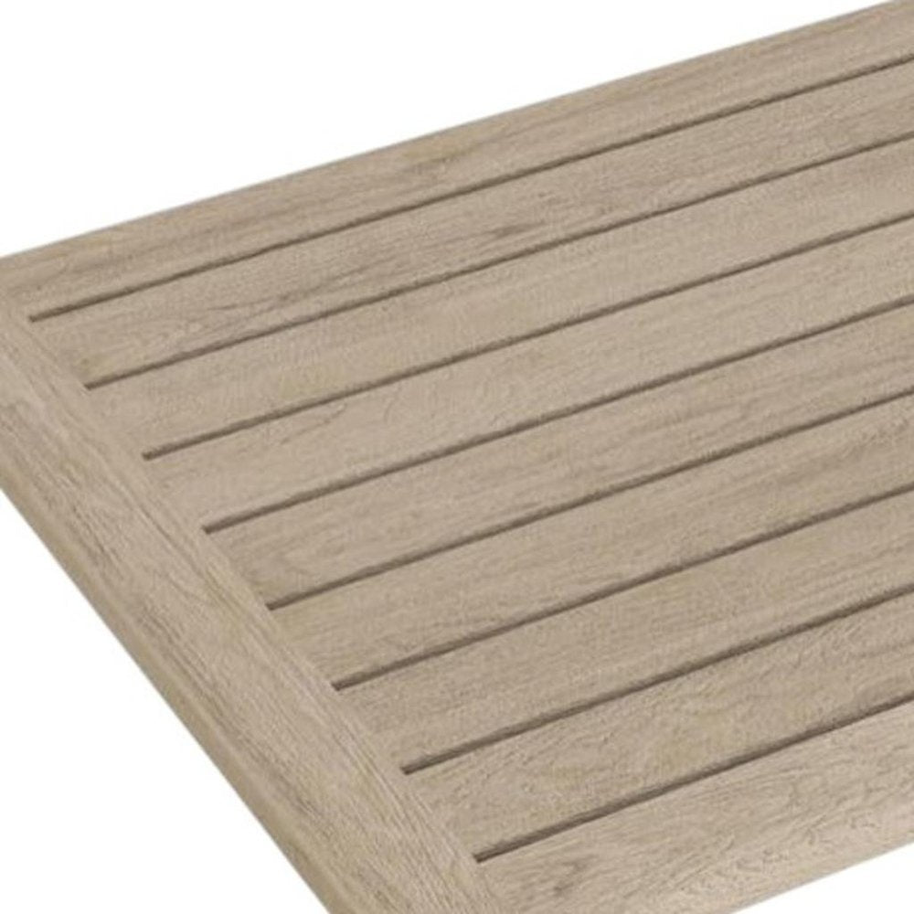16" Beige Gray Teak Non Slip Bath Mat — view 3