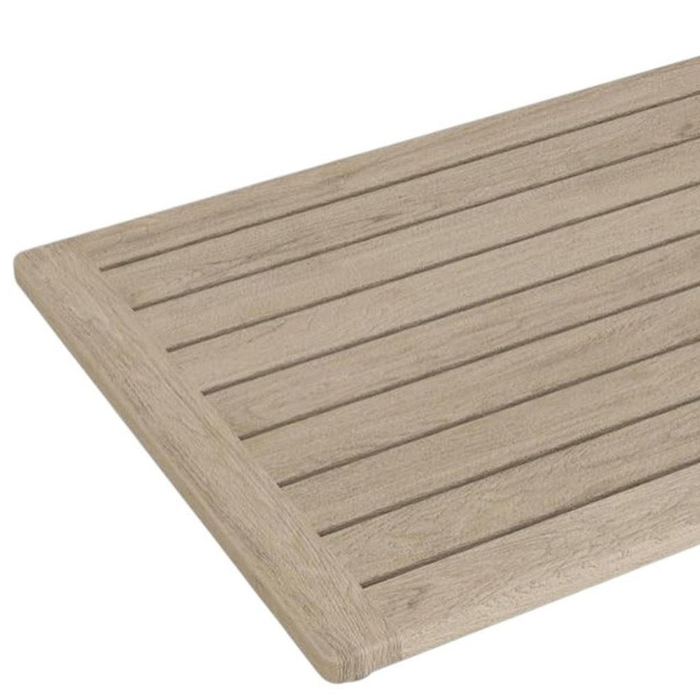 16" Beige Gray Teak Non Slip Bath Mat — view 4