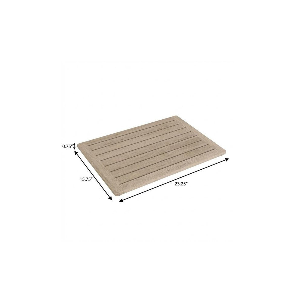 16" Beige Gray Teak Non Slip Bath Mat — view 6