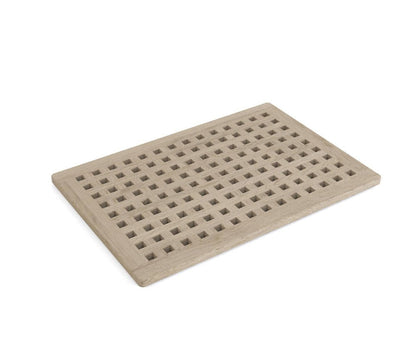 16" Beige Gray Teak Checkered Non Slip Bath Mat HomeRoots