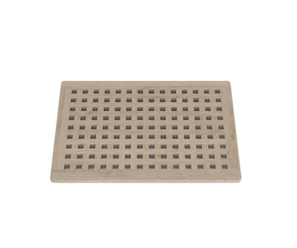 16" Beige Gray Teak Checkered Non Slip Bath Mat HomeRoots