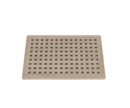 16" Beige Gray Teak Checkered Non Slip Bath Mat HomeRoots