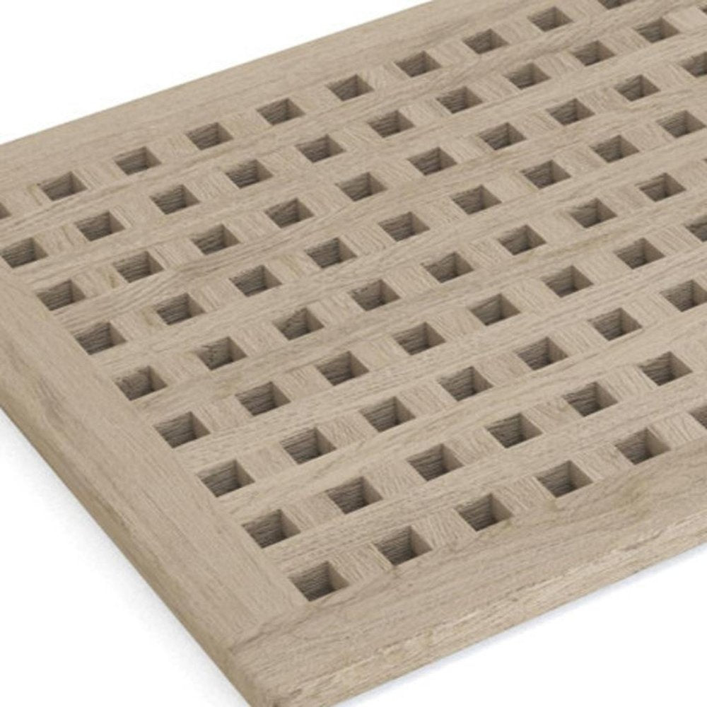 16" Beige Gray Teak Checkered Non Slip Bath Mat HomeRoots