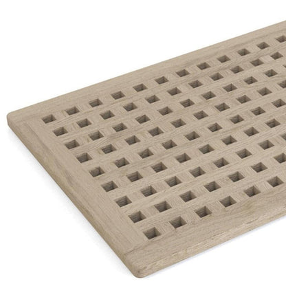 16" Beige Gray Teak Checkered Non Slip Bath Mat HomeRoots