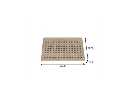 16" Beige Gray Teak Checkered Non Slip Bath Mat HomeRoots