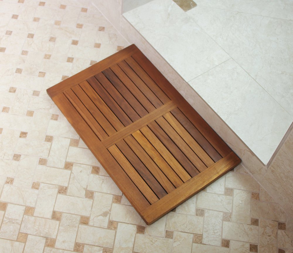 22" Natural Teak Non Slip Bath Mat — view 6