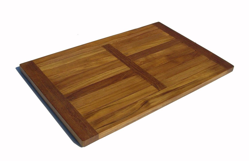 22" Natural Teak Non Slip Bath Mat — view 3