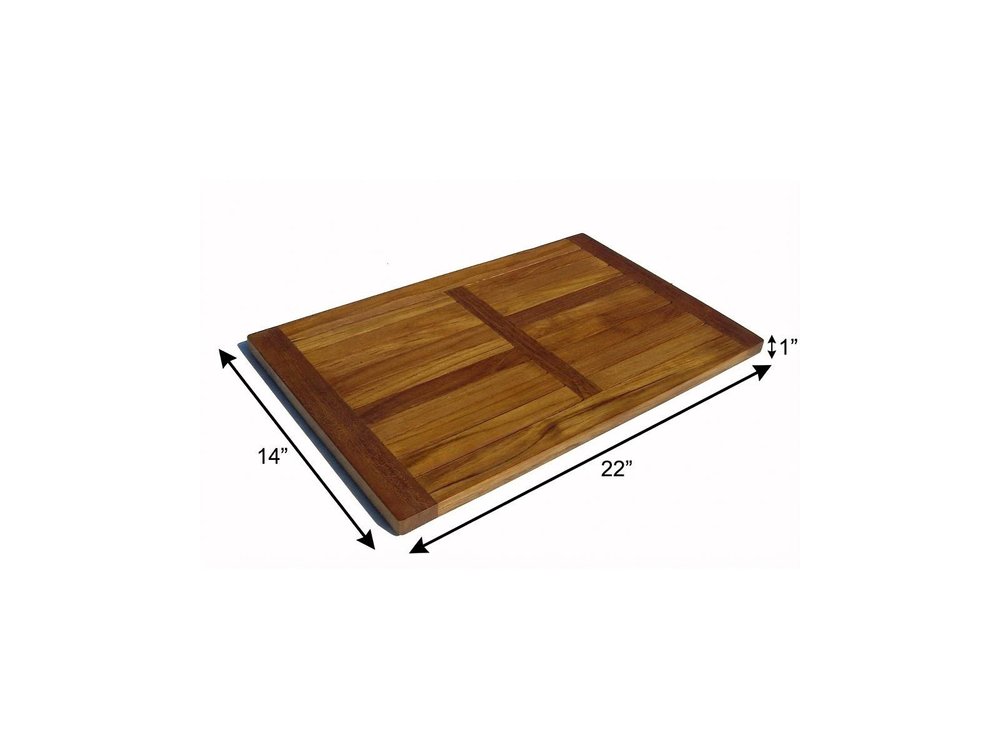 22" Natural Teak Non Slip Bath Mat HomeRoots