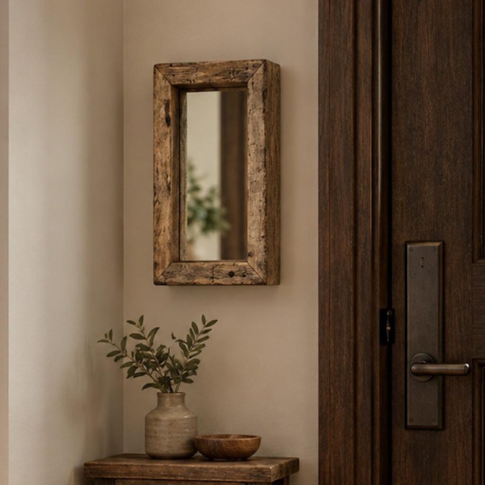 18" Brown Solid Wood Framed Accent Mirror HomeRoots
