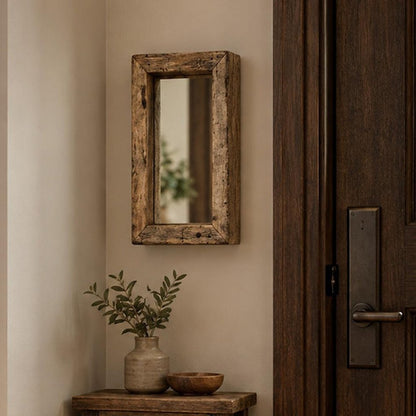 18" Brown Solid Wood Framed Accent Mirror HomeRoots