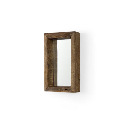 18" Brown Solid Wood Framed Accent Mirror HomeRoots