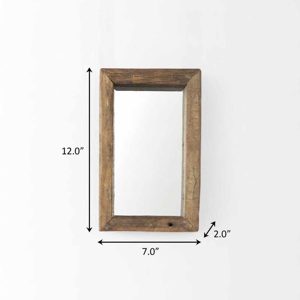 18" Brown Solid Wood Framed Accent Mirror HomeRoots