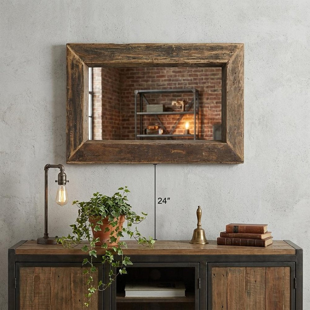 86" Brown Solid Wood Wall Mounted And Leaning Framed Full Length Mirror — view 10