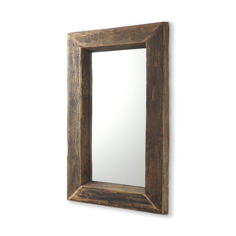 86" Brown Solid Wood Wall Mounted And Leaning Framed Full Length Mirror — view 1