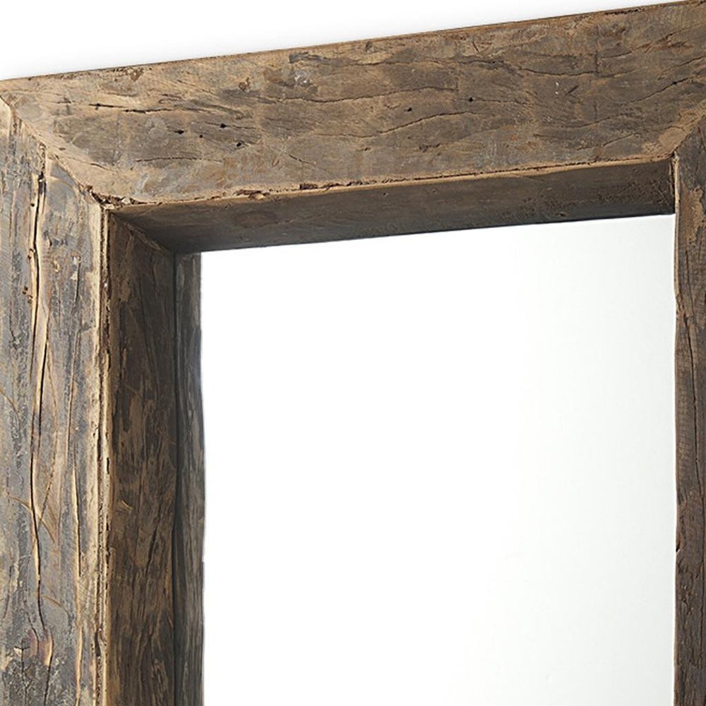 86" Brown Solid Wood Wall Mounted And Leaning Framed Full Length Mirror — view 7