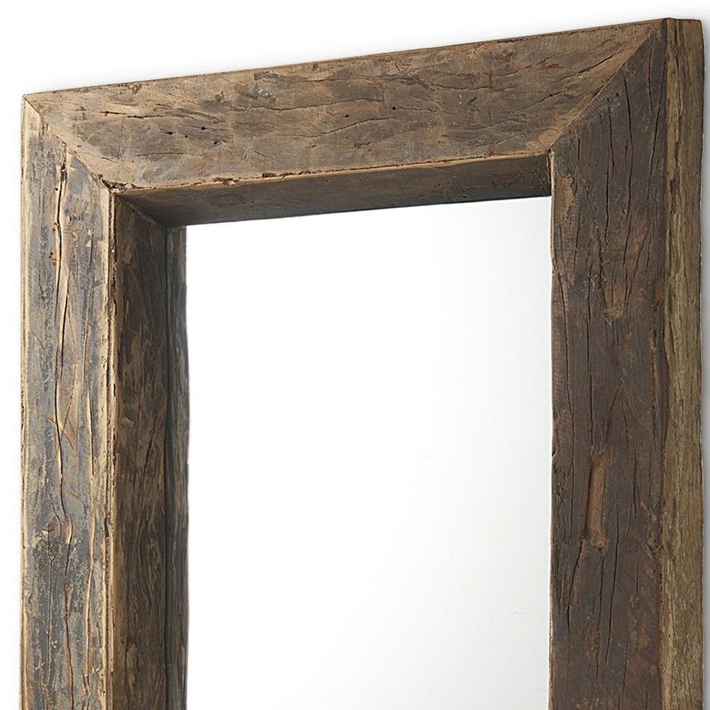 86" Brown Solid Wood Wall Mounted And Leaning Framed Full Length Mirror HomeRoots