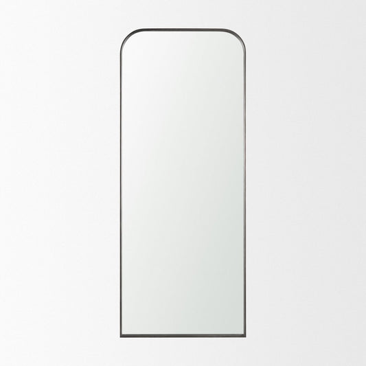 76" Black Metal Arch Framed Full Length Hanging Mirror