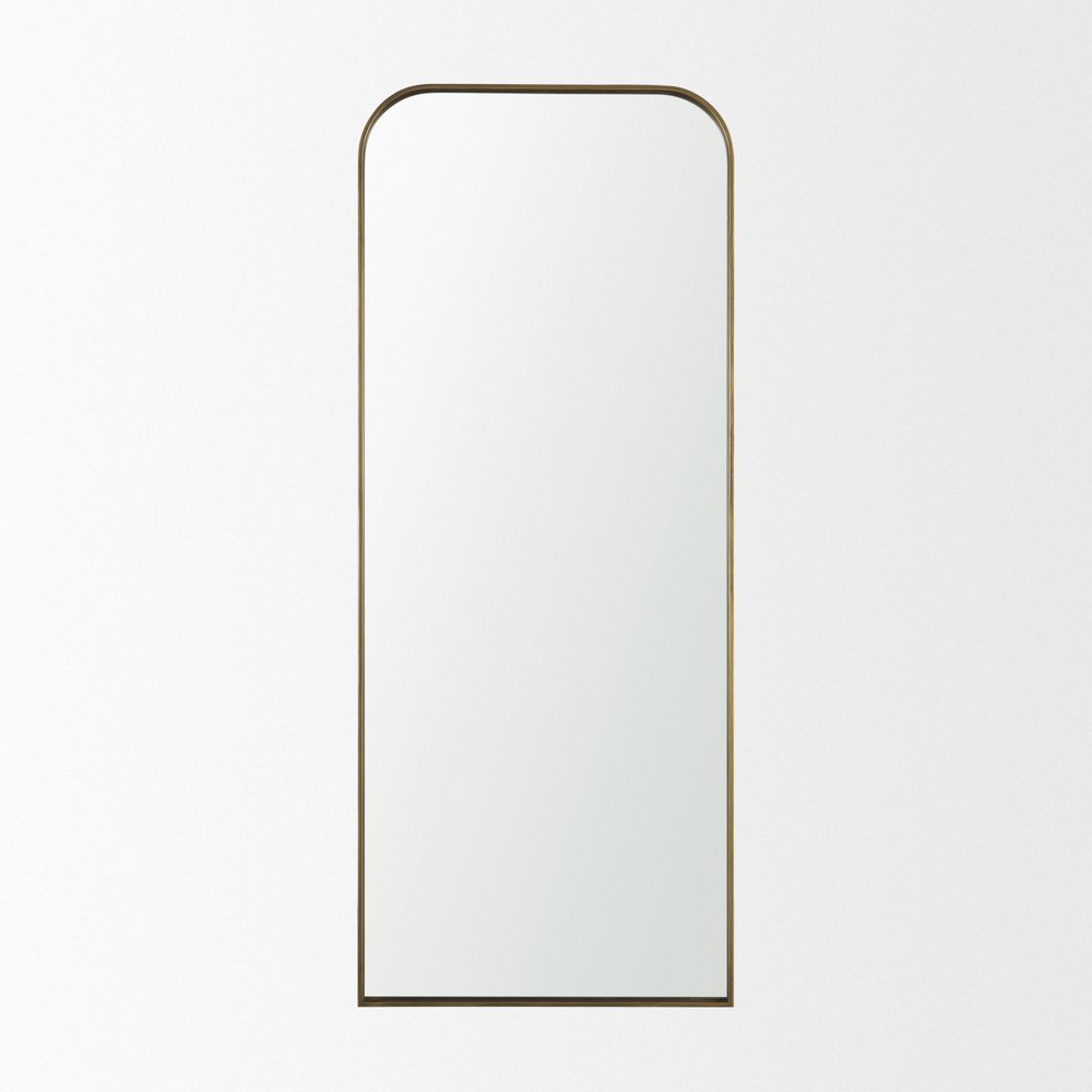 76" Brass Metal Arch Framed Full Length Hanging Mirror — view 8