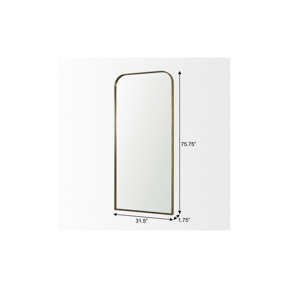 76" Brass Metal Arch Framed Full Length Hanging Mirror HomeRoots