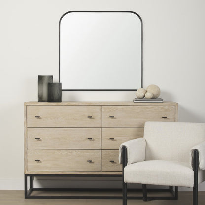 34" Gold Iron Square Framed Accent Mirror HomeRoots