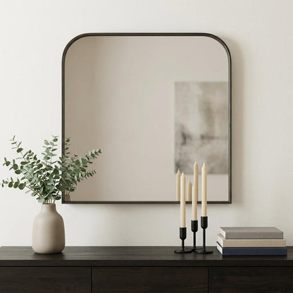 34" Gold Iron Square Framed Accent Mirror HomeRoots