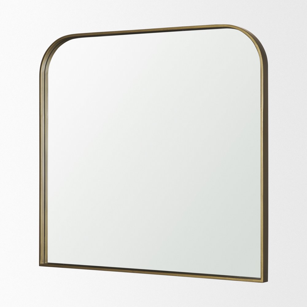 34" Gold Iron Square Framed Accent Mirror HomeRoots