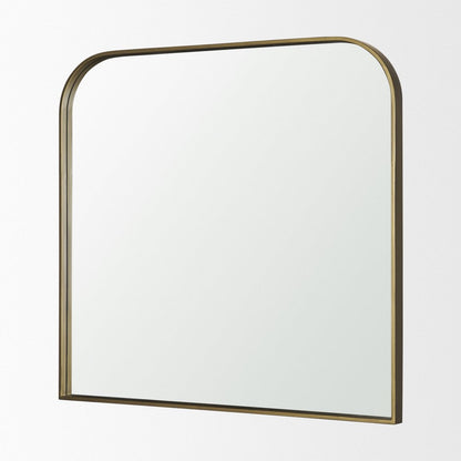 34" Gold Iron Square Framed Accent Mirror HomeRoots