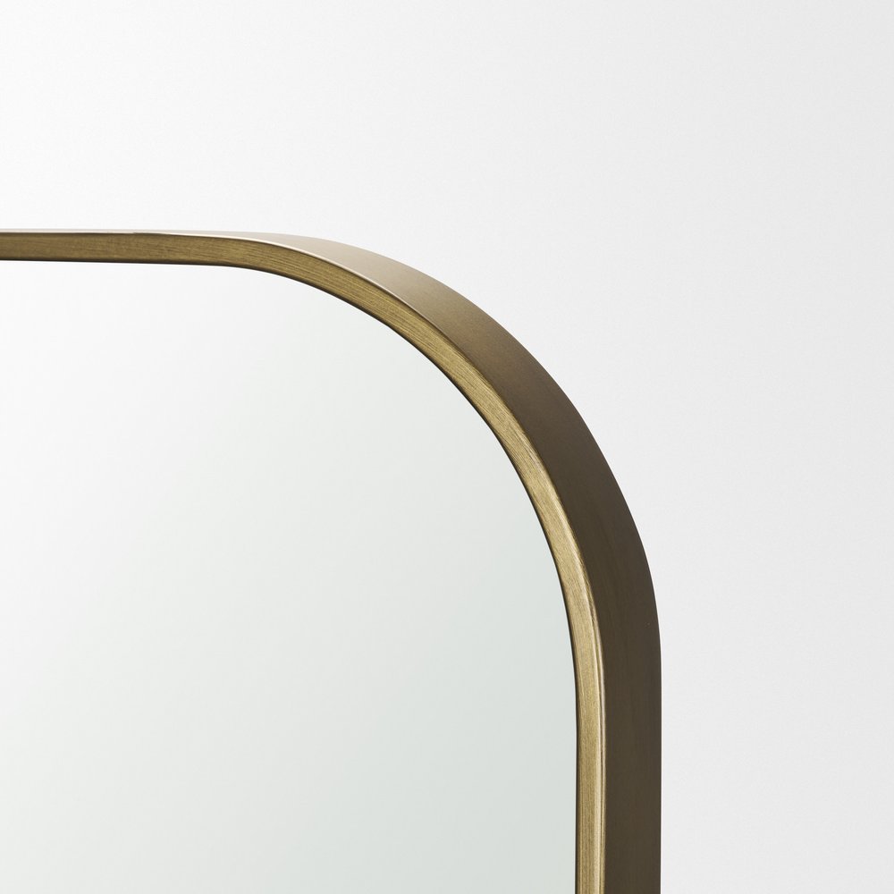 34" Gold Iron Square Framed Accent Mirror HomeRoots