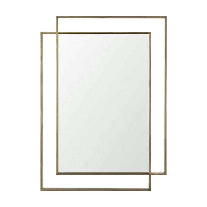 43" Gold Iron Double Geometric Framed Accent Mirror HomeRoots