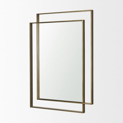 43" Gold Iron Double Geometric Framed Accent Mirror HomeRoots
