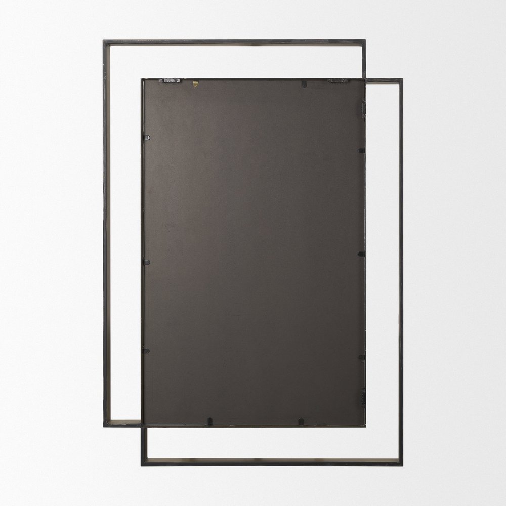 43" Gold Iron Double Geometric Framed Accent Mirror HomeRoots