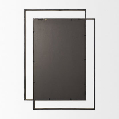 43" Gold Iron Double Geometric Framed Accent Mirror HomeRoots