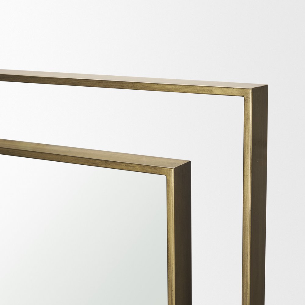 43" Gold Iron Double Geometric Framed Accent Mirror — view 8