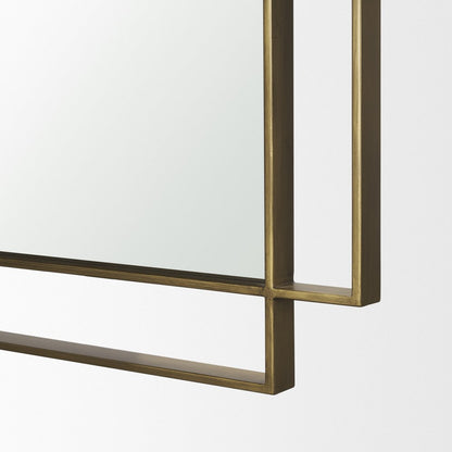 43" Gold Iron Double Geometric Framed Accent Mirror HomeRoots